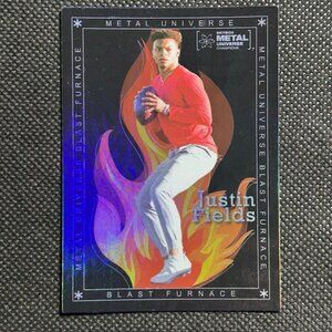 2021 Justin Fields Skybox Metal Universe Champions Blast Furnace Rookie RC Bears
